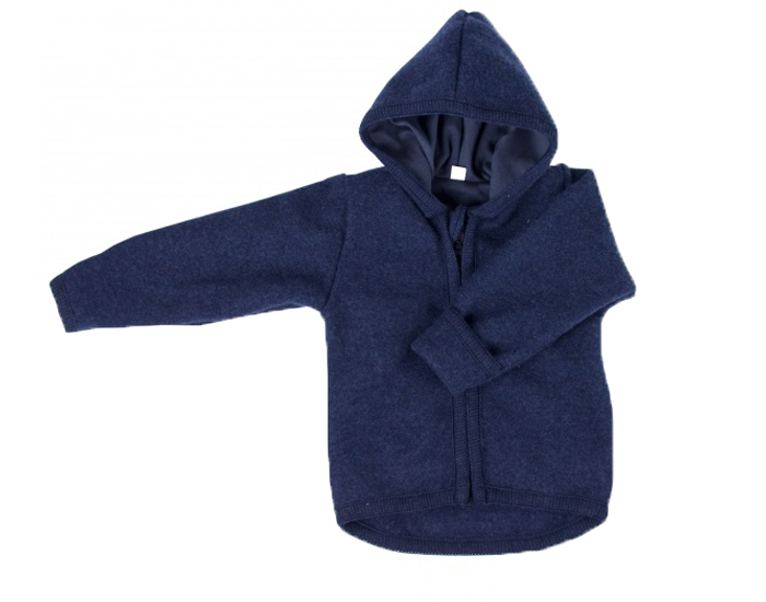 IOBIO Veste � Capuche en Polaire de Laine - Bleu Marine