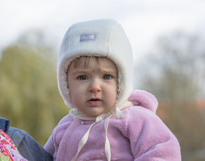 PICKAPOOH Bonnet Bb en Polaire de Laine - Jan - Ecru