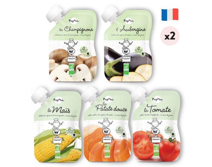 POPOTE Les l�gumes Pur�es en Gourde pour B�b� - Lot de 10 Gourdes - D�s 6 Mois
