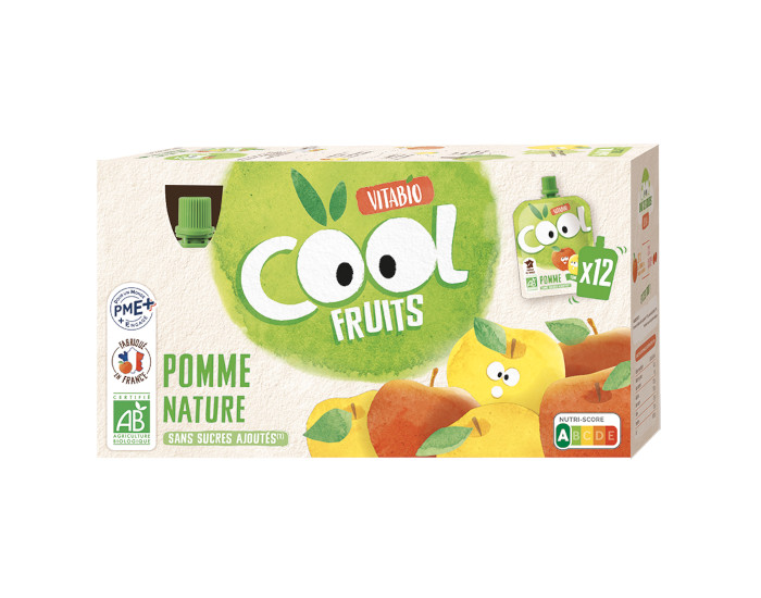 VITABIO Pack Famille Cool Fruits Pomme d'Aquitaine - 12x90g