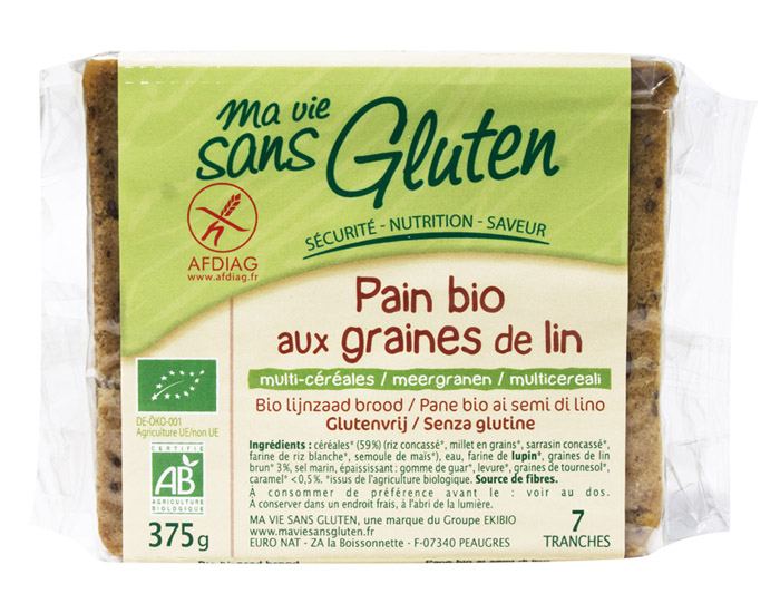 MA VIE SANS GLUTEN Pain Bio aux Graines de Lin - 375 g