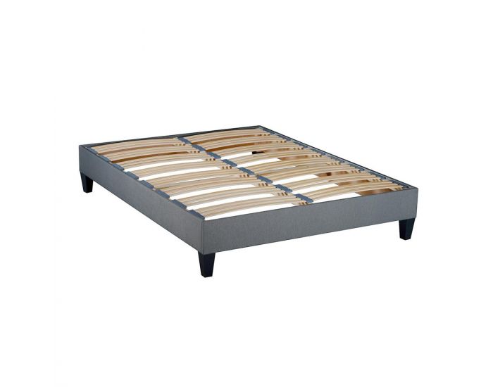 OLYMPE LITERIE Sommier en Kit ErgoStar - Gris Clair - 2 Places