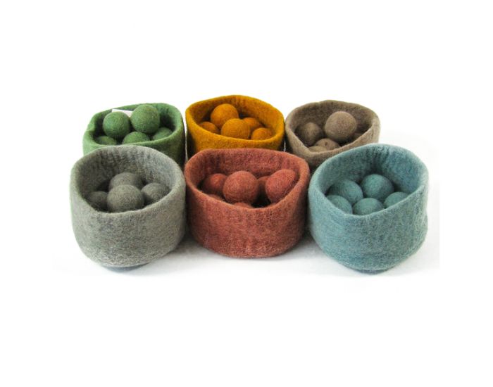 PAPOOSE TOYS Bols et Balles en Laine Feutr�e Earth - Set de 6 - D�s 3 ans