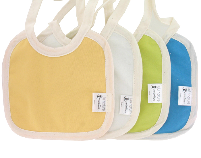 LULU NATURE Lot de 4 Petits Bavoirs en Coton Bio - Vert, Blanc, Aqua, Jaune