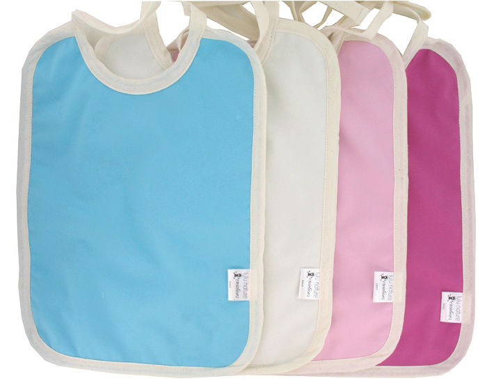 LULU NATURE Lot de 4 Grands Bavoirs en Coton Bio - Rose, Framboise, Blanc, Bleu