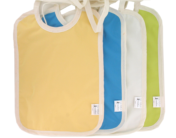 LULU NATURE Lot de 4 Grands Bavoirs en Coton Bio - Vert, Blanc, Aqua, Jaune