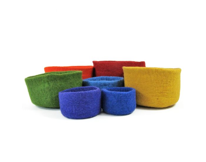 PAPOOSE TOYS Bols en Laine Feutr�e Rainbow - Set de 7 - D�s 3 ans