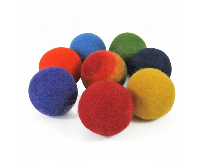 PAPOOSE TOYS Balles 7 cm en Laine Feutr�e Rainbow - Set de 8 - D�s 3 ans