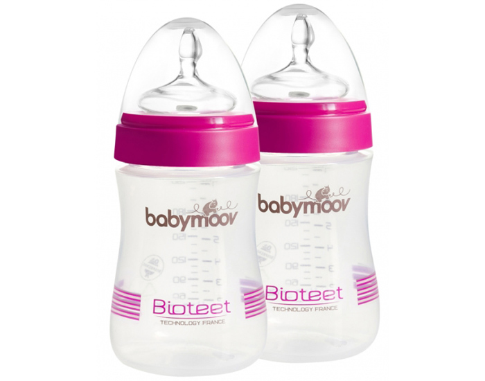 BABYMOOV Lot de 2 Biberons Bioteet - Hibiscus - 230 ml