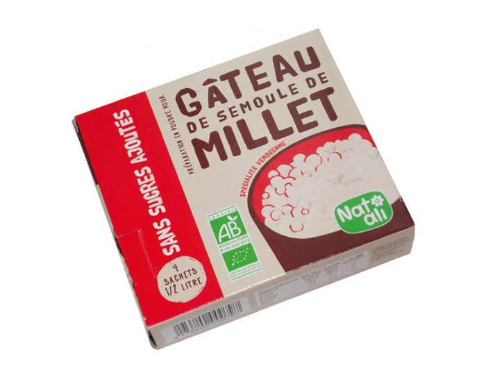 NAT-ALI Prparation Pour Gteau De Semoule De Millet Sans Sucres Ajouts - 4x0,5l - 168g 