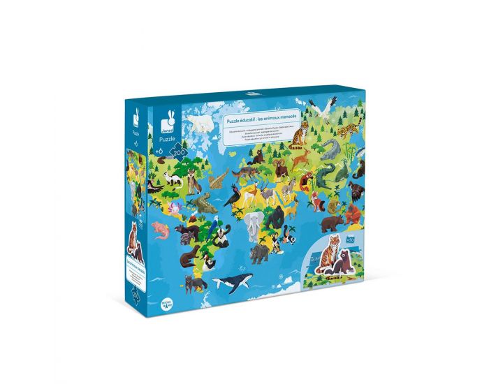 JANOD Puzzle Educatif Animaux Menac�s 200 pi�ces - D�s 6 ans