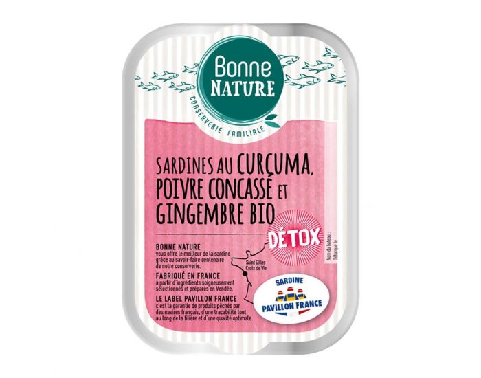 BONNE NATURE Sardines MSC A L'huile D'Olive, Curcuma, Poivre Concass Et Gingembre - 115g