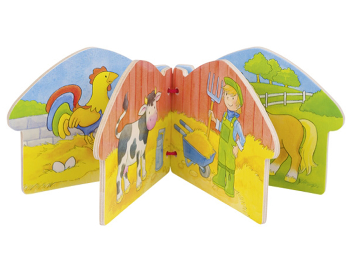 GOKI Livre d'Image en Bois - Ma Ferme - Ds 12 mois