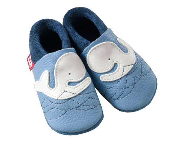 POLOLO Chaussons en Cuir - Moby la Baleine