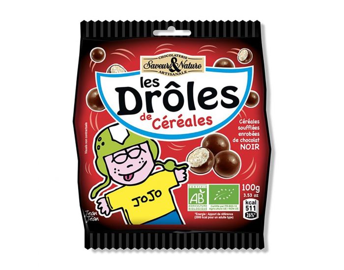 SAVEURS ET NATURE Drles De Crales Enrobes De Chocolat Noir - 100g