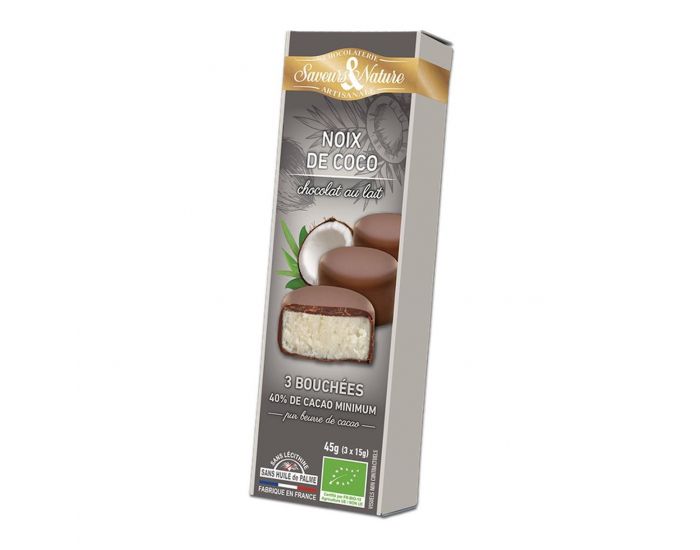 SAVEURS ET NATURE Bouches De Noix De Coco - Chocolat Lait - 3x15g 