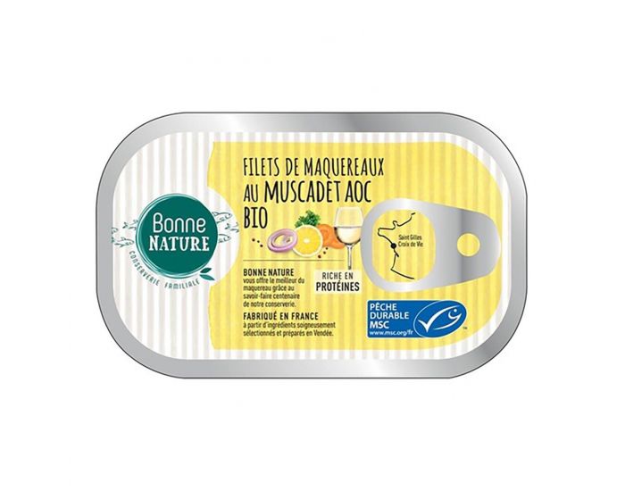 BONNE NATURE Filets De Maquereaux MSC Au Vin Blanc Muscadet AOC - 118g