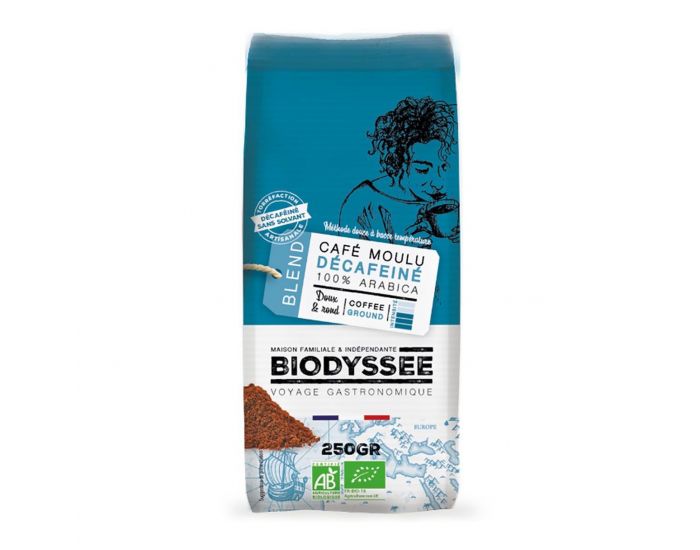 BIODYSS�E Caf� Moulu 100% Arabica Doux D�caf�in� Bio - 250g
