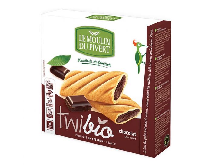 MOULIN DU PIVERT Biscuits Twibio Fourr�s Chocolat Vegan - 150g