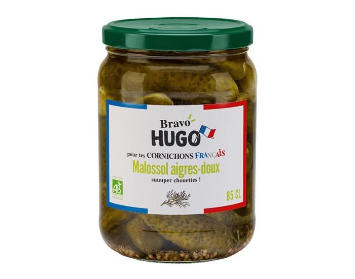 BRAVO HUGO Cornichons Malossol Aigres-Doux - 85cl Bio