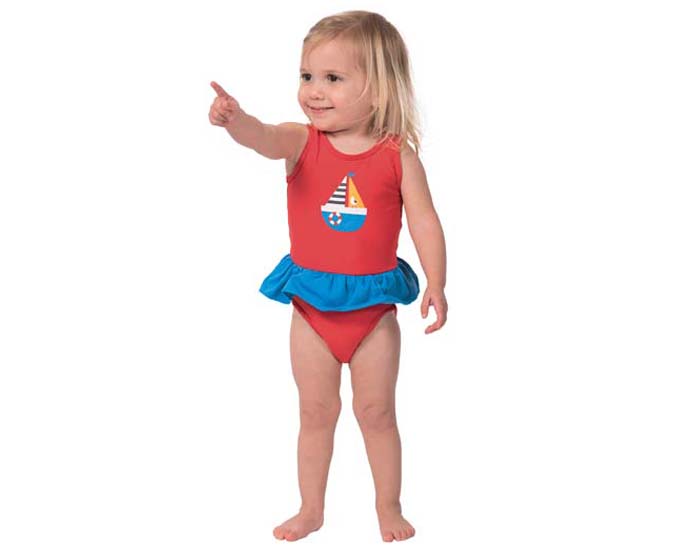 FRUGI Maillot de Bain Fille - Rouge Voilier