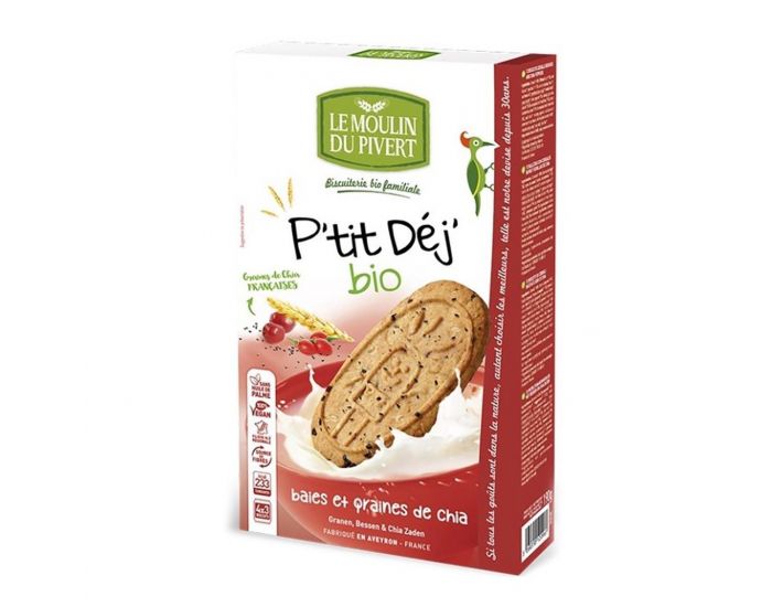 MOULIN DU PIVERT Biscuits P'tit Dj' Baies Et Graines De Chia Vegan - 190g 