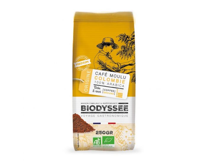 BIODYSSE Caf Moulu 100% pur Arabica Colombie Bio - 250g