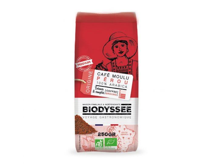 BIODYSSE Caf Moulu 100% pur Arabica Prou Bio - 250g