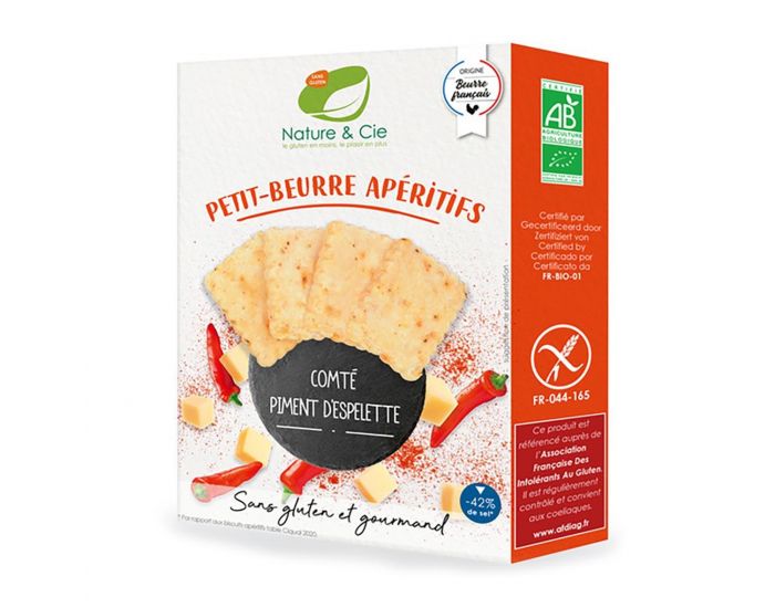 NATURE & CIE Petits-Beurres Apritifs Comt Piment d'Espelette - Sans Gluten - Bio - 80g