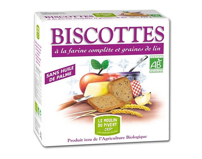 MOULIN DU PIVERT Biscottes Compltes Aux Graines De Lin - 270g 