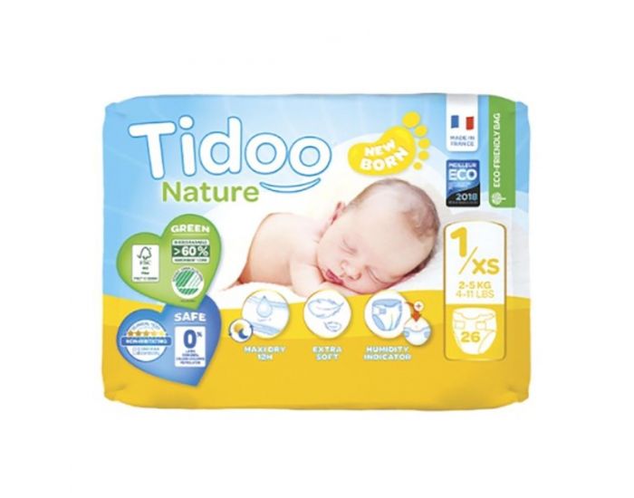 TIDOO Couches Tidoo Nature T1/XS Newborn 2-5kg x26