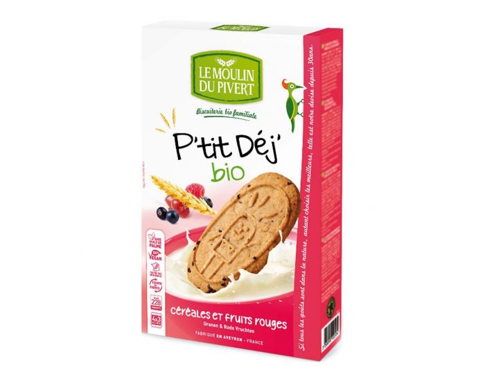 MOULIN DU PIVERT Biscuits P'tit Dj' Fruits Rouges Vegan - 190g 