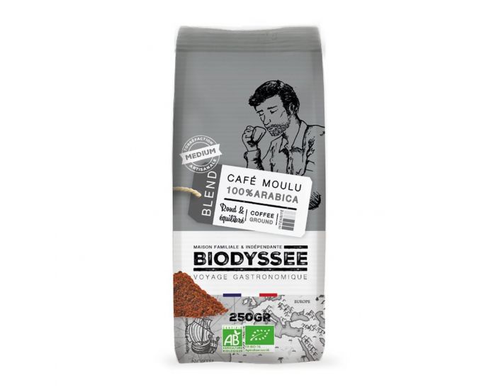 BIODYSSE Caf Moulu 100% Arabica Mdium Bio - 250g