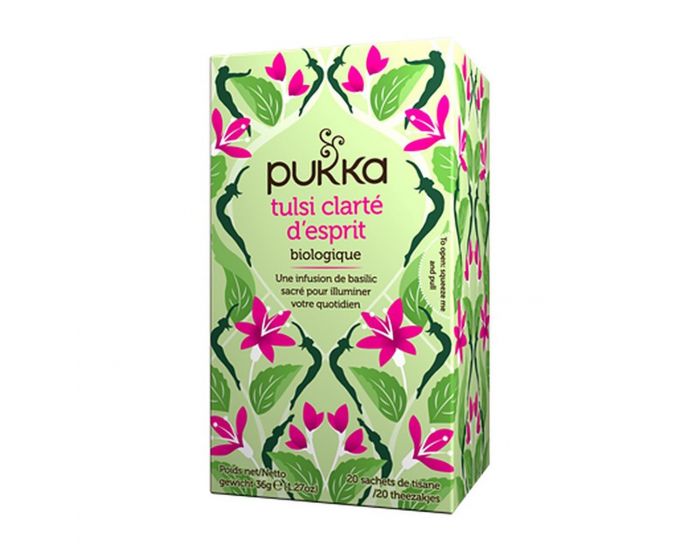 PUKKA Infusion bio Tulsi Clart� d'Esprit - M�lange Fleuri, Basilic - 20 sachets 