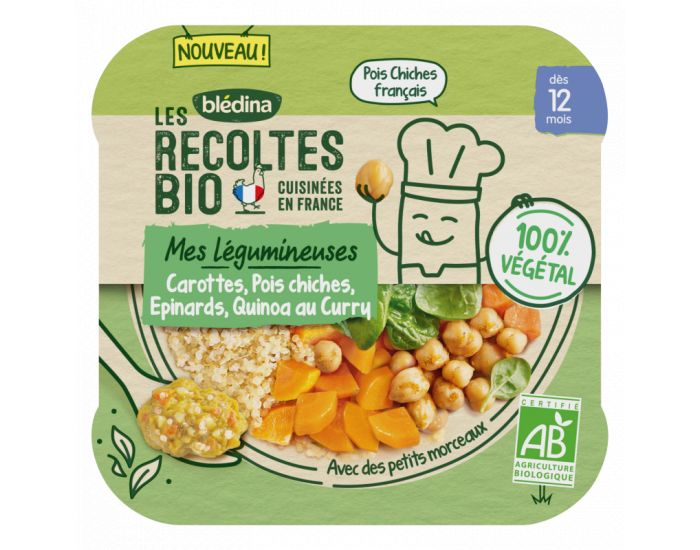 BLEDINA Les Récoltes Bio - Lot de 5 Assiettes Légumes - Quinoa - 230g - Dès 12 Mois