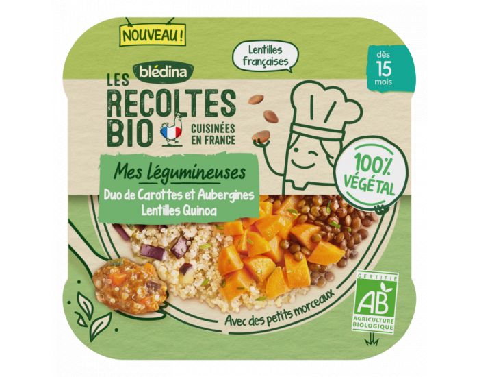 BLEDINA Les Récoltes Bio - Lot de 5 Assiettes Légumes - Quinoa - 250g - Dès 15 Mois