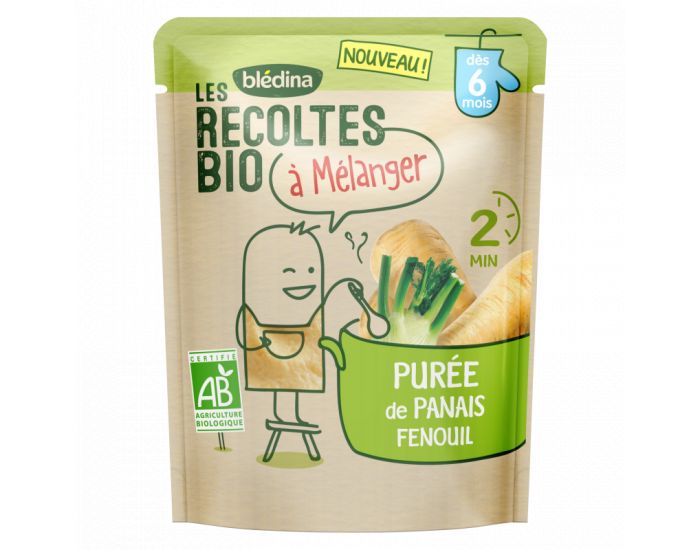 BLEDINA Les R�coltes Bio 6 Sachets Pur�e de Panais Fenouil 120g - D�s 6 Mois