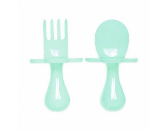 GRABEASE Set de 2 Couverts d'Apprentissage Ergonomiques - Vert Menthe