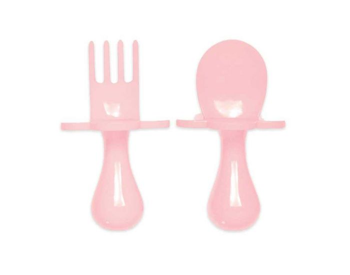 GRABEASE Set de 2 Couverts d'Apprentissage Ergonomiques - Rose Clair