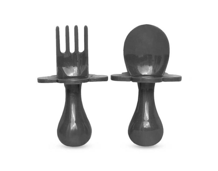 GRABEASE Set de 2 Couverts d'Apprentissage Ergonomiques - Gris