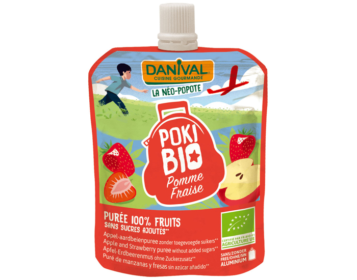 DANIVAL Poki Bio - Gourde Pomme Fraise - 90 g 