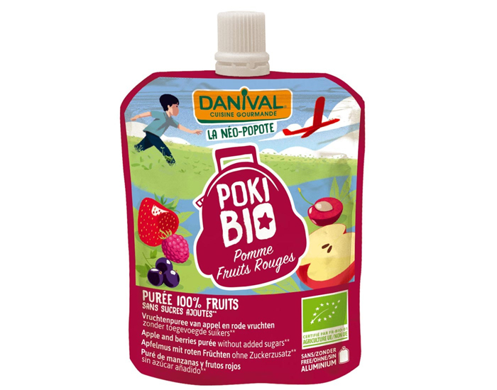 DANIVAL Poki Bio - Gourde Pomme Fruits Rouges - 90 g 