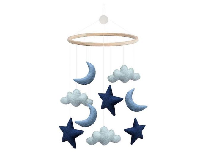GAMCHA Mobile En Laine Feutr�e Etoiles Et Lunes - Blue 