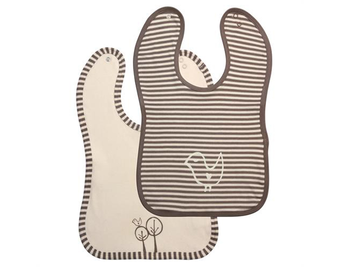 LIVING CRAFTS Lot de 2 Bavoirs - Ecru-Taupe