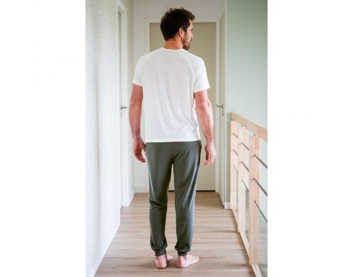 KADOLIS Haut de Pyjama Homme en Coton Bio et Tencel Sonora Blanc