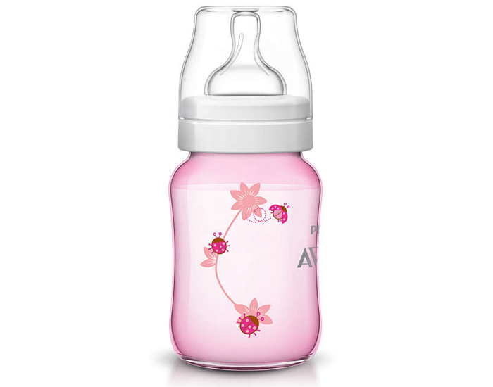 AVENT Biberon Classic+ - 260 ml - Rose Coccinelle
