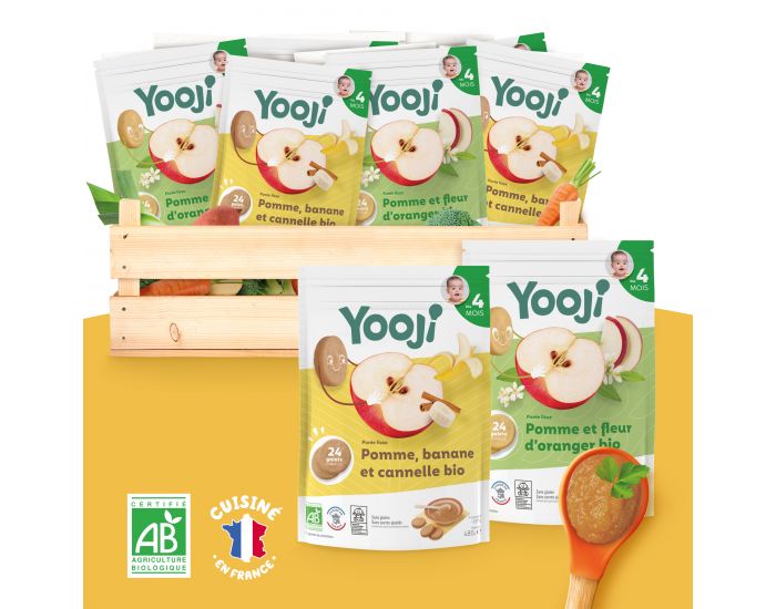 YOOJI Assortiment de 2 pur�es lisses de fruits bios - D�s 4 mois