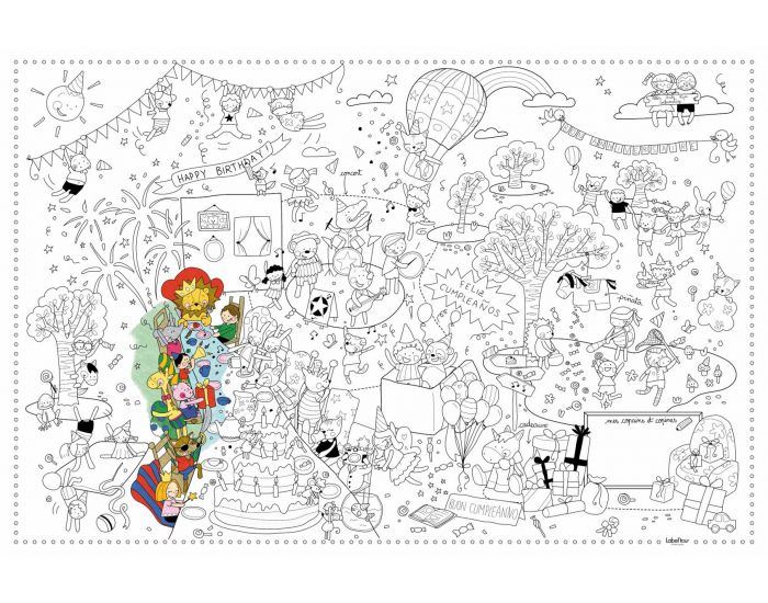 LABEL'TOUR CREATIONS Poster  Colorier Anniversaire XL - Ds 3 ans