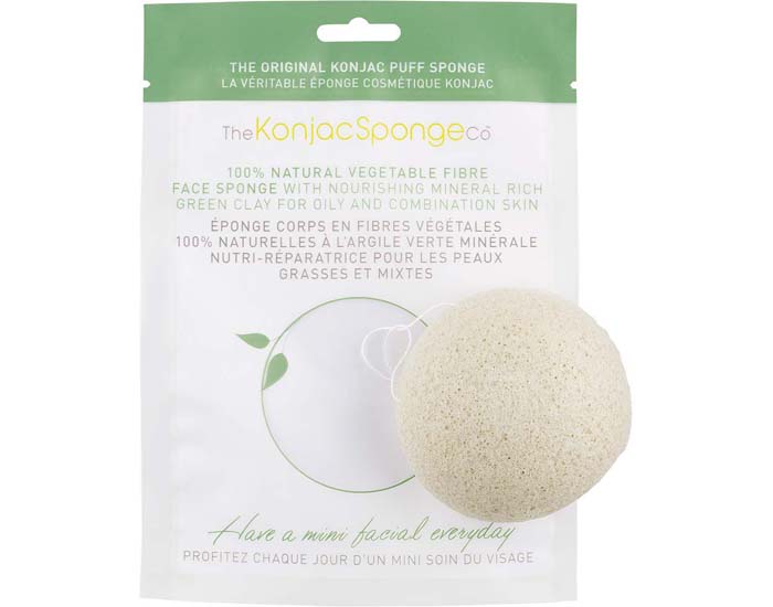 THE KONJAC SPONGE COMPANY Eponge Visage  l'Argile Verte - Peaux Mixtes  Grasses