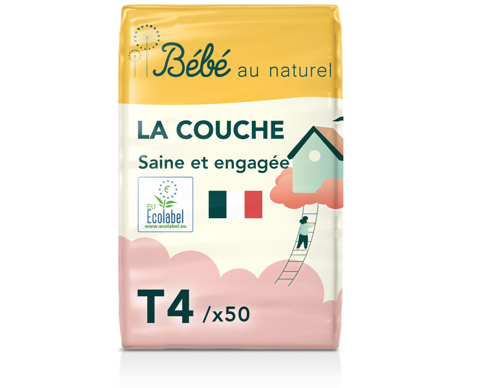 BEBE AU NATUREL La Couche Ecologique - Pack Economique Taille 4 / 7-18 kg Lot x6 / 300 couches